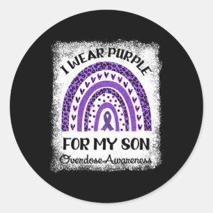I Wear Purple For My Son Overdose Awareness Retro  Classic Round Sticker