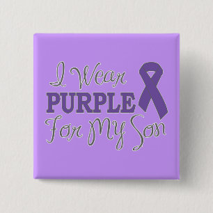 I Wear Purple For My Son (Purple Ribbon) 2 Inch Square Button