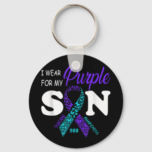 I Wear Purple For My Son Suicide Prevention Awaren Keychain