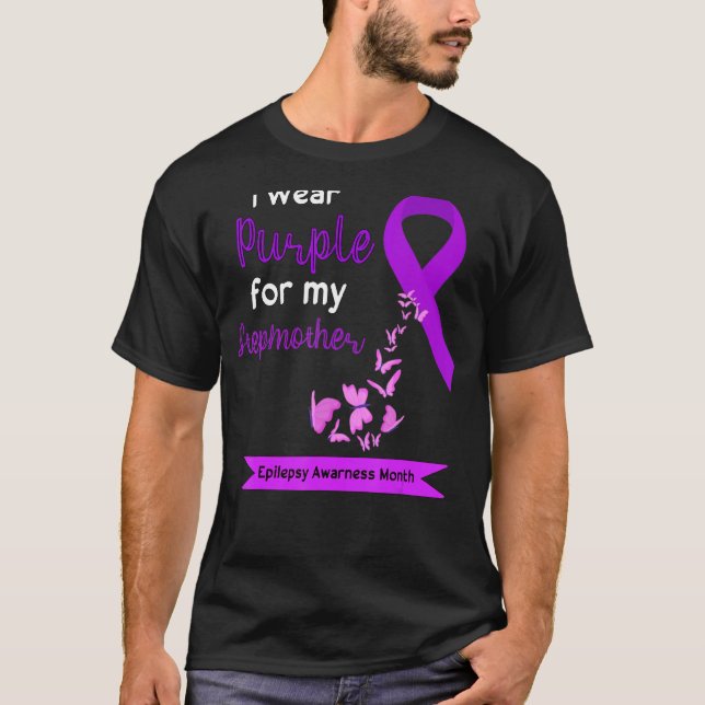 I Wear Purple For My Stepmother Epilepsy Awareness T-Shirt (Front)