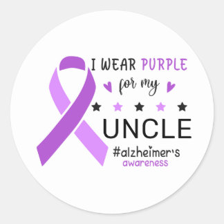 I Wear Purple For My Uncle Alzheimer Awareness Classic Round Sticker