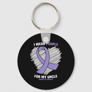 I Wear Purple For My Uncle Fibromyalgia Awareness  Keychain