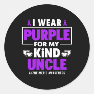 I Wear Purple For My Uncle Heimerheimer's Awarenes Classic Round Sticker