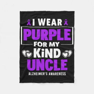I Wear Purple For My Uncle Heimerheimer's Awarenes Fleece Blanket