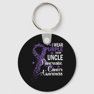 I Wear Purple For My Uncle Pancreatic Cancer Aware Keychain