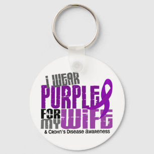 I Wear Purple For My Wife 6 Crohn’s Disease Keychain