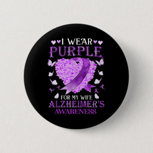 I Wear Purple For My Wife Heimerheimer Awareness 2 Inch Round Button