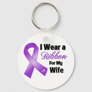 I Wear Purple For My Wife Keychain