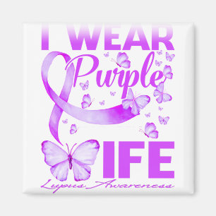 I Wear Purple For My Wife Lupus Awareness Magnet