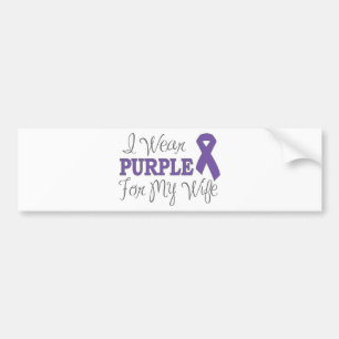 I Wear Purple For My Wife (Purple Ribbon) Bumper Sticker