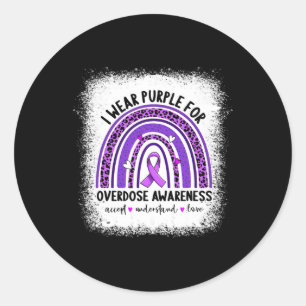 I Wear Purple For Overdose Awareness Boho Rainbow  Classic Round Sticker