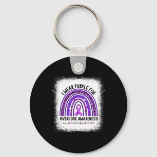 I Wear Purple For Overdose Awareness Boho Rainbow Keychain