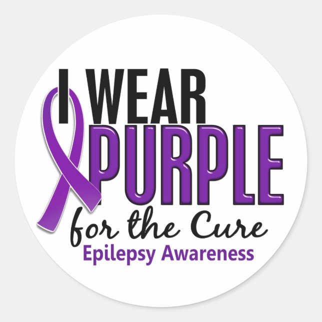 I Wear Purple For The Cure 10 Epilepsy Classic Round Sticker (Front)