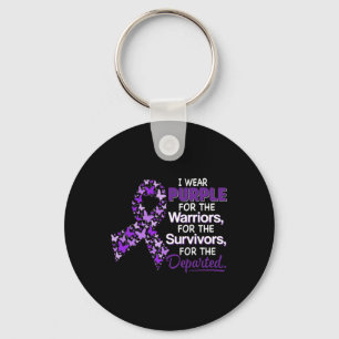 I Wear Purple For The Warriors Butterfly Overdose  Keychain