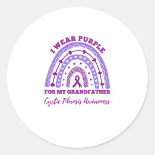 I Wear Purple Grandfather Cystic Fibrosis Classic Round Sticker
