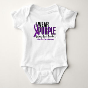 I Wear Purple Great Grandma 10 Pancreatic Cancer Baby Bodysuit