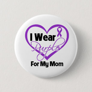 I Wear Purple Heart Ribbon - Mom 2 Inch Round Button