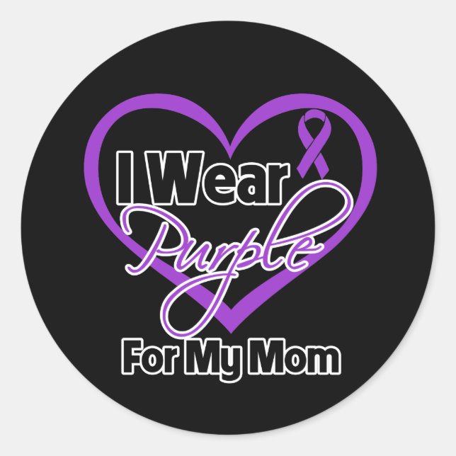 I Wear Purple Heart Ribbon - Mom Classic Round Sticker (Front)