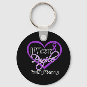 I Wear Purple Heart Ribbon - Mommy Keychain