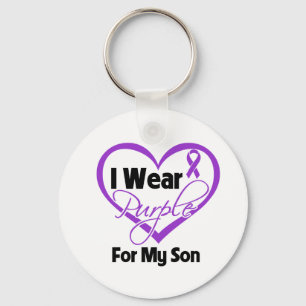 I Wear Purple Heart Ribbon - Son Keychain
