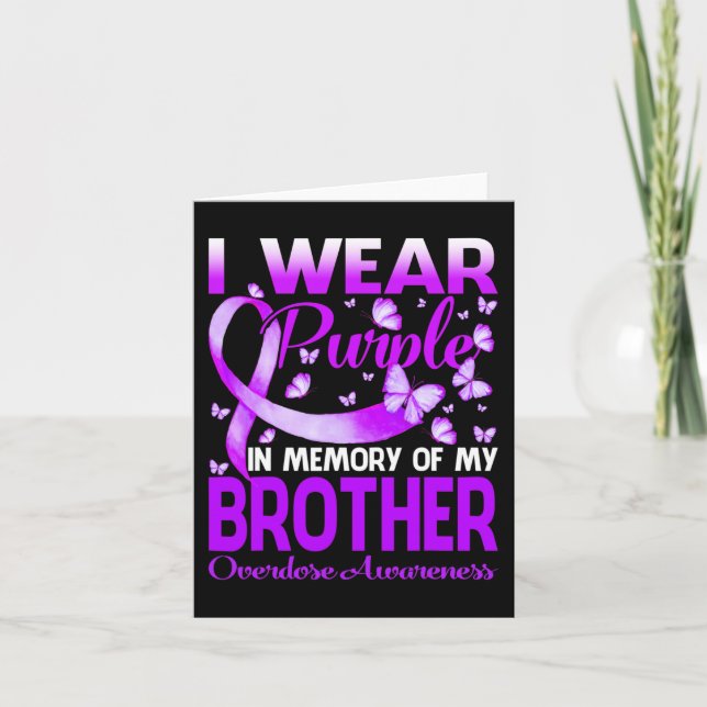 I Wear Purple In Memory For My Brother Overdose Aw Card (Front)