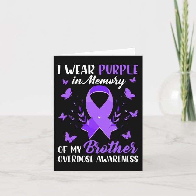 I Wear Purple In Memory For My Brother Overdose Aw Card (Front)
