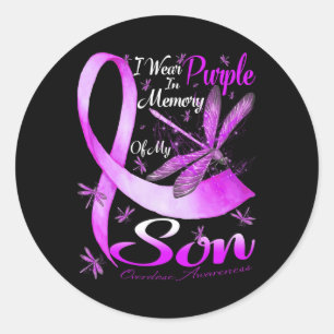 I Wear Purple In Memory For My Son Overdose Awaren Classic Round Sticker