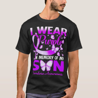 I Wear Purple In Memory For My Son Overdose Awaren T-Shirt