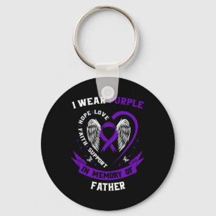 I Wear Purple In Memory Of Father Dad Pancreatic C Keychain