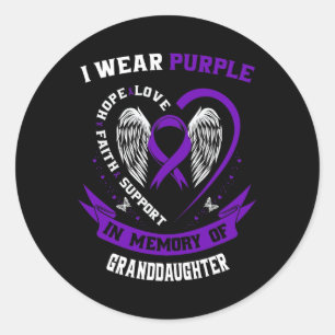 I Wear Purple In Memory Of Granddaughter Pancreati Classic Round Sticker