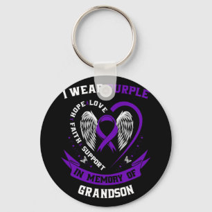 I Wear Purple In Memory of Grandson Epilepsy Aware Keychain
