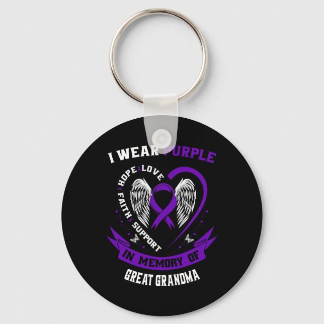 I Wear Purple In Memory of Great Grandma Epilepsy  Keychain (Front)