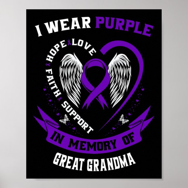 I Wear Purple In Memory of Great Grandma Epilepsy  Poster (Front)