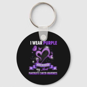 I Wear Purple In Memory Of My Aunt Pancreatic Canc Keychain