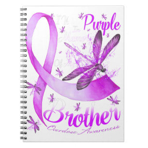 I Wear Purple In Memory Of My Brother Dragonfly Notebook
