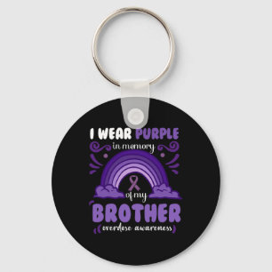 I Wear Purple In Memory Of My Brother Keychain