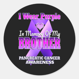 I Wear Purple In Memory Of My Brother Pancreatic C Classic Round Sticker
