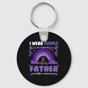 I wear purple in memory of my Father Keychain