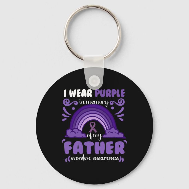 I wear purple in memory of my Father Keychain (Front)