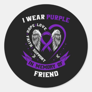 I Wear Purple In Memory of my Friend Pancreatic Ca Classic Round Sticker
