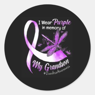 I Wear Purple In Memory Of My Grandson Overdose Aw Classic Round Sticker