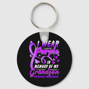 I Wear Purple In Memory Of My Grandson Overdose Aw Keychain