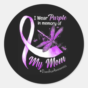 I Wear Purple In Memory Of My Mom Overdose Awarene Classic Round Sticker