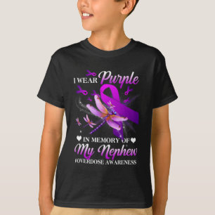 I Wear Purple In Memory Of My Nephew Overdose Awar T-Shirt