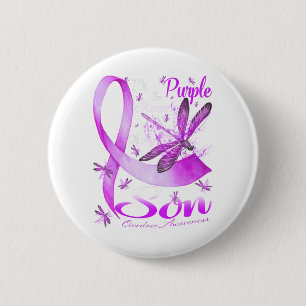 I Wear Purple In Memory Of My Son Dragonfly 2 Inch Round Button