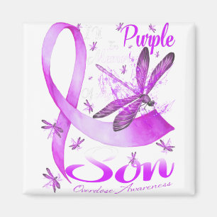 I Wear Purple In Memory Of My Son Dragonfly Magnet