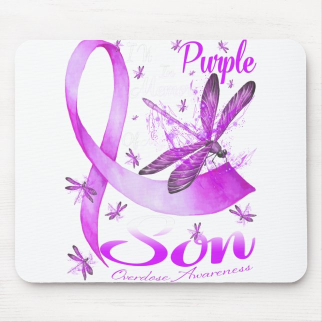 I Wear Purple In Memory Of My Son Dragonfly Mouse Pad (Front)