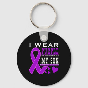I Wear Purple In Memory Of My Son - Overdose Aware Keychain