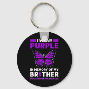 I Wear Purple In Memory Of My Son. Overdose Awaren Keychain
