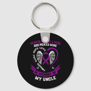 I Wear Purple In Memory Of Uncle Pancreatic Cancer Keychain